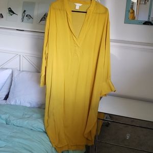 Oversized Semi-Sheer Mustard Bathing Suit Cover